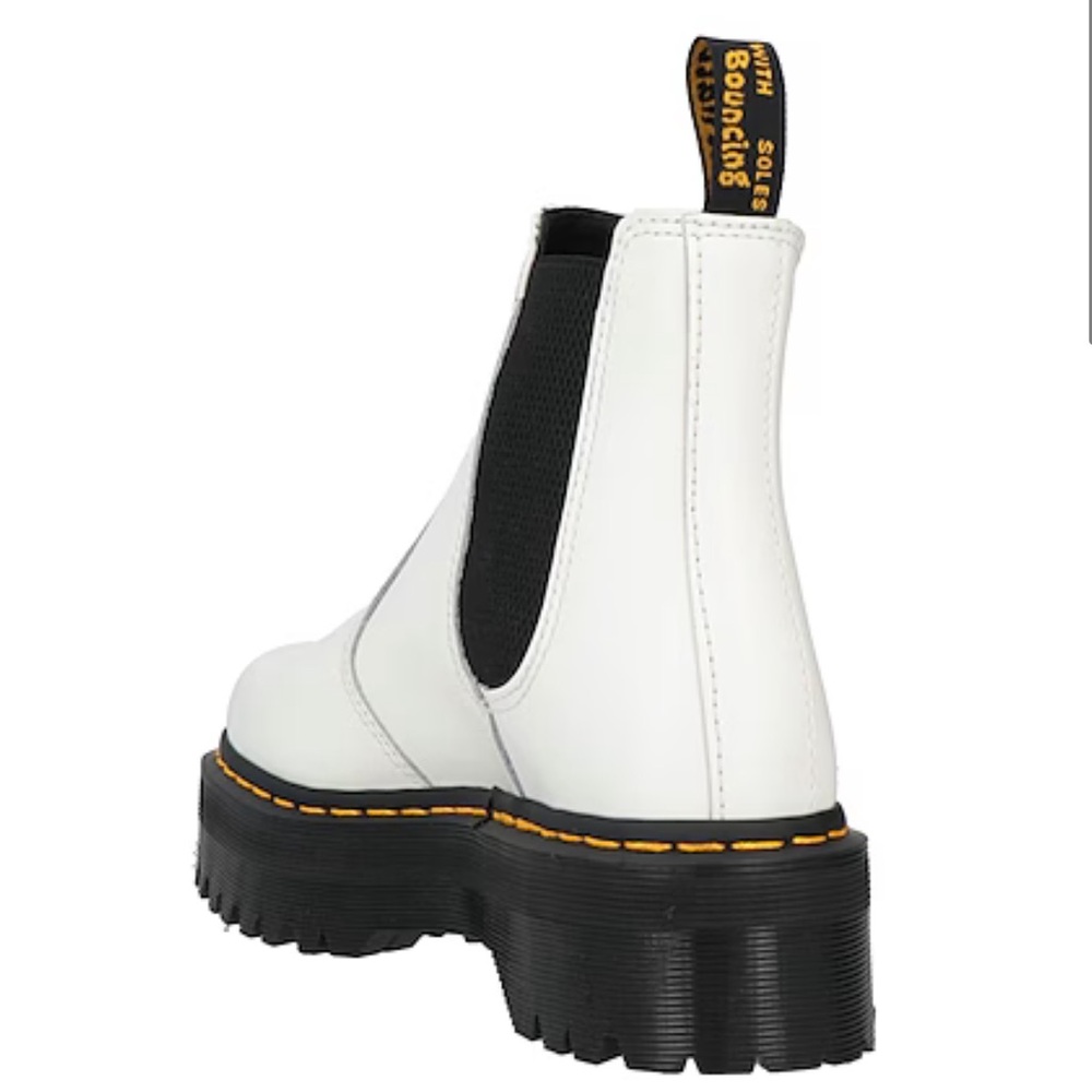 Dr. Martens White Ankle Boots with Black Sole